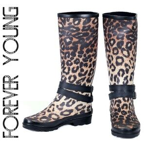 Women Tall Rain boots, #1900, Leopard